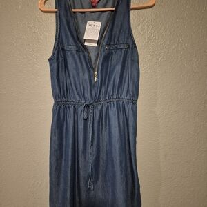 Guess Blue Denim Zip-Up Top